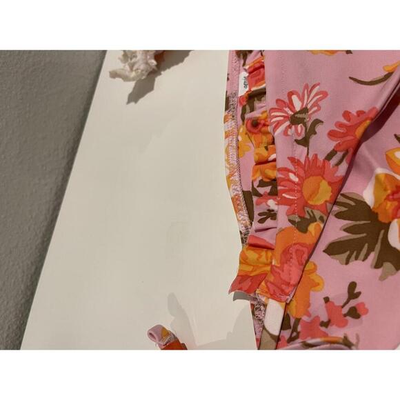 Aerie Floral Pink Bikini Bottoms with side ties- Size S NWT - Picture 3 of 5